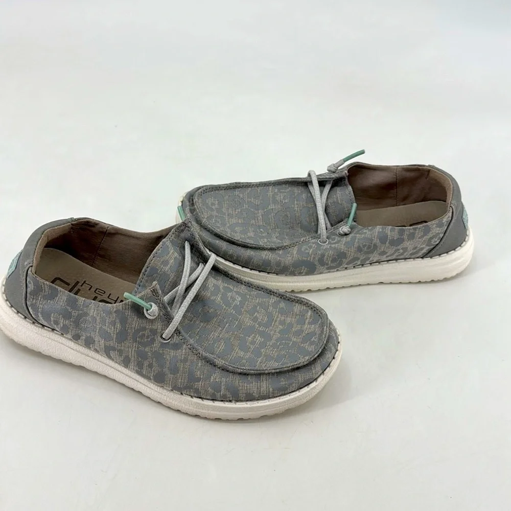 Hey Dude Youth Cat Eye Grey Boat Shoes Slip On Loafers Shoes